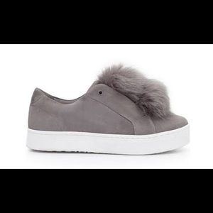 New Sam Edelman Leya Suede Sneaker w/Poms Grey 6.5